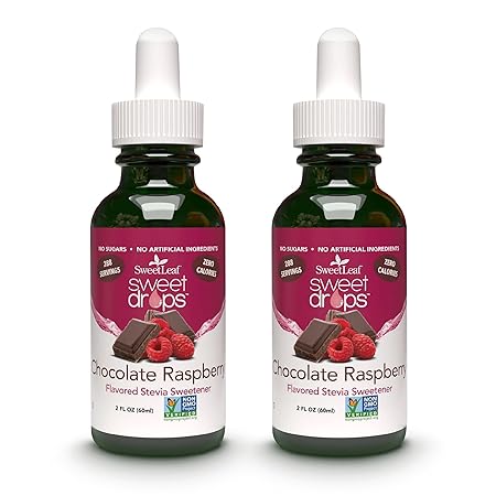SweetLeaf Stevia Liquid Sweet Drops - Chocolate Raspberry Flavored Drops, Stevia Liquid Sweetener, Zero-Calorie, Sugar-Free Syrup Alternative for Keto Coffee, Baking, Shakes, 2 Fl Oz (Pack of 2)