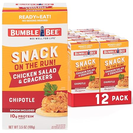 Bumble Bee Snack On The Run Chipotle Chicken Salad with Crackers Kit, 3.5 oz (Case of 12) - Ready to Eat, Spoon Included - Shelf Stable & Convenient Protein Snack