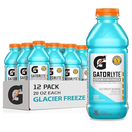 Gatorade Electrolyte Beverage, Glacier Freeze, 20 Fl Oz (Pack of 12)