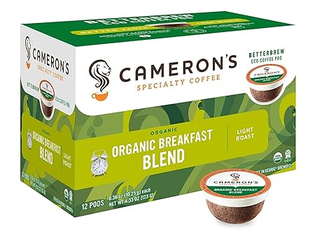 Cameron's Coffee Organic Breakfast Blend Single Serve Pods, 12 Count, 4.33 Ounce (Pack of 6)