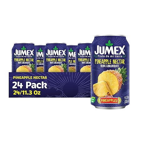 Jumex Pineapple Juice Nectar - Made with Fresh Fruit Puree from Concentrate for Tropical Fruit Smoothie Mix, Cocktail Mixers & Kids Drinks & Beverages - 11.3oz, 24 Pack Pineapple Juice Cans