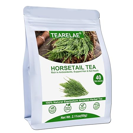 TEARELAE - Premium Horsetail Tea Bags - 1.5g x 40 Count - Natural Dried Horsetail Herb - Cola De Caballo Hierba - Non-GMO - Caffeine-free - Support Nail Health & Hair Growth