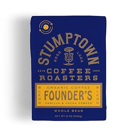 Stumptown Coffee Roasters, Founder's Blend - Organic Whole Bean Coffee - 12 Ounce Bag, Flavor Notes of Vanilla and Cocoa Powder