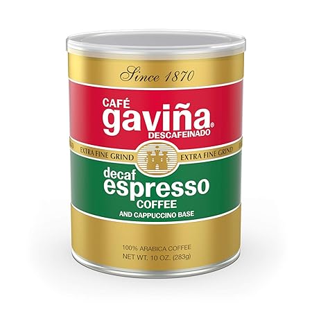 Café Gaviña Decaf Espresso Roast Extra Fine Ground Coffee: 100% Arabica, Dark Roast, Spicy, dark Chocolate Notes - Perfect for Espresso Machines and Cold Brew - 10 oz Can