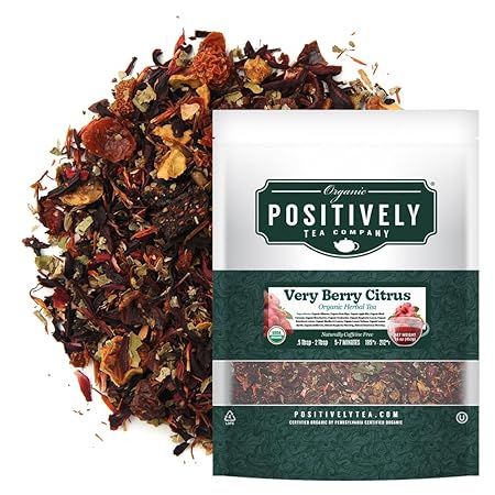 Organic Positively Tea Company, Very Berry Citrus, Herbal Tea, Loose Leaf, 16 Ounce