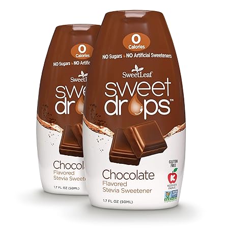 SweetLeaf Sweet Drops Chocolate Liquid Stevia Sweetener - Chocolate Stevia Drops, Zero Calories, Zero Sugar, Non-GMO, Gluten-Free, Keto Friendly, Chocolate Flavor Stevia - 1.7 Fl Oz, Pack of 2