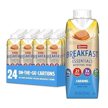 Carnation Breakfast Essentials Original Nutritional Drink Caramel Flavor 8 oz Bottle 24 Ct
