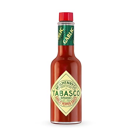 TABASCO Brand Cayenne Garlic Pepper Sauce, Mild Hot Sauce, Glass Bottle, Smoky & Zesty Blend with Savory Garlic, Bold Flavor, Great for Italian Dishes & More, 2 Fl Oz (Pack of 1)