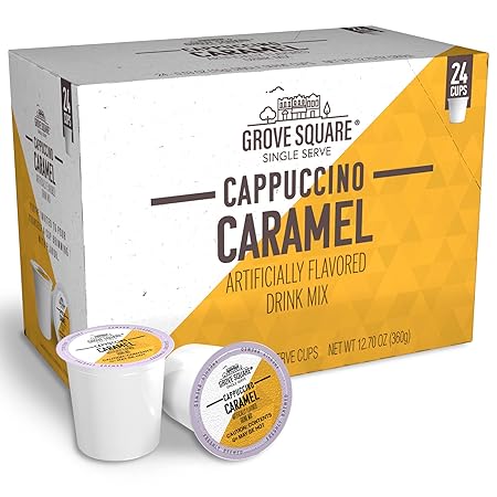 Grove Square Cappuccino Pods, Caramel, Single Serve (Pack of 24)