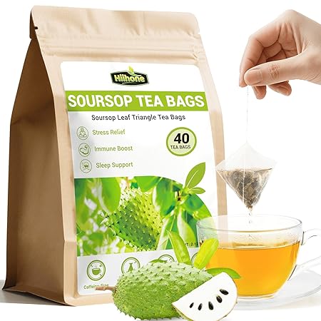 Soursop Leaf Herbal Tea (Graviola) - Caffeine & Sugar Free, 40 Teabags