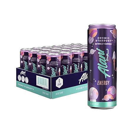 Alani Nu COSMIC STARDUST, Sugar Free, Low Calorie Energy Drinks, 200mg Caffeine, Biotin, B Vitamins, Zero Sugar, 10 Calories, 12 Fl Oz Cans, 24 Pack