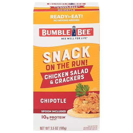 Bumble Bee Snack On The Run Chipotle Chicken Salad with Crackers Kit, 3.5 oz - Ready to Eat, Spoon Included - Shelf Stable & Convenient Protein Snack