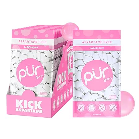 PUR Gum | Aspartame Free Chewing Gum | 100% Xylitol | Natural Bubblegum Flavored Gum, 55 Pieces (Pack of 12)