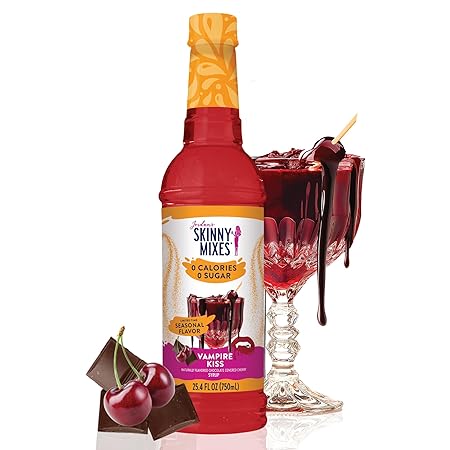 Jordan's Skinny Mixes Sugar Free Syrup, Sugar Free Vampire Kiss Syrup, Flavored Water Enhancer, Drink Mix for Water, Lemonade & More, Zero Calorie Flavoring, Keto Friendly, 750mL, 1 Pack