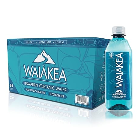 Waiākea - Hawaiian Volcanic Water - Naturally Alkaline Water - pH Range 7.6 to 8.2 - All Natural Minerals & Electrolytes - 100% Recycled Water Bottles - Bottled Water 24 Pack - 10.14 Fl Oz, 330 mL
