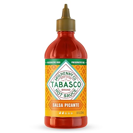 TABASCO Brand Salsa Picante, Vibrant & Mild Hot Sauce, Easy-to-Squeeze Bottle, Thicker Mexican Style with Authentic Peppers, Garlic & Spices, Great on Tacos & More, 8.6 Fl Oz (Pack of 1)