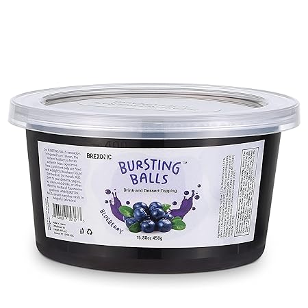 BREXONIC Boba Pearls, Blueberry Popping Bursting Boba, Tapioca Pearls For Bubble Tea (Blueberry, 1 LB 1 Pack)
