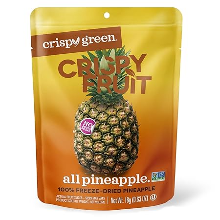 Crispy Green Natural Freeze-Dried Fruit, Pineapple Single-Serve, No Sugar Added, 0.63 Ounce (Pack of 12)