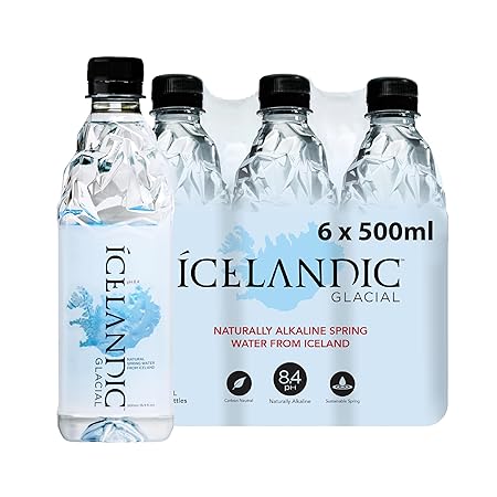Icelandic Glacial Natural Spring Alkaline Water, 500 ml / 16.9 Fl Oz (Pack of 6)