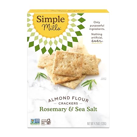 Simple Mills Almond Flour Crackers, Rosemary & Sea Salt - Gluten Free, Vegan, Healthy Snacks, 4.25 Ounce (Pack of 1)