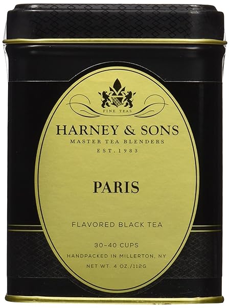 Harney & Sons Paris Black Tea | 4 oz Tin Loose Leaf | Fruity Vanilla & Caramel Blend with Hint of Lemony Bergamot