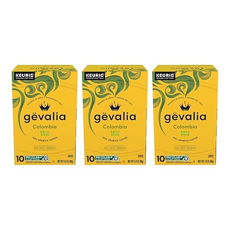 Gevalia Colombia Medium Roast K-Cup Coffee Pods, 10 Count (Pack of 3)