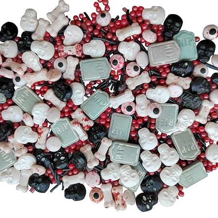 1 Bottle Candy Eyeballs Bloody Red Eyes Dog Bones Cake Cupcake Toppers Cookie Decorations Edible Dessert Sprinkles Mix for Halloween Cake Cupcakes Decoration