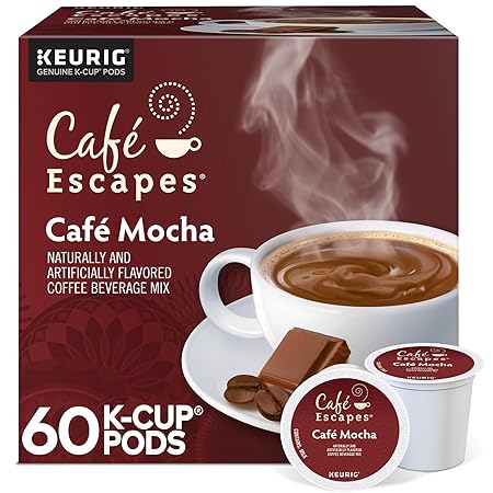 Café Escapes Café Mocha Coffee Beverage, Single-Serve K-Cup Pods, 60 Count