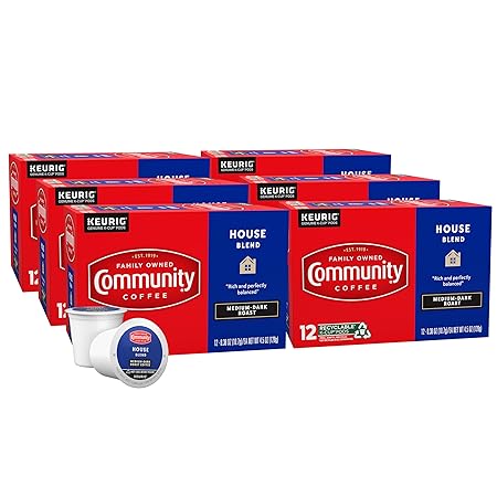 Community Coffee House Blend 72 Count Coffee Pods, Medium Dark Roast, Compatible with Keurig 2.0 K-Cup Brewers, 12 Count (Pack of 6)