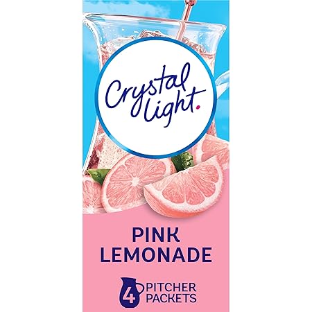 Crystal Light Sugar-Free Pink Lemonade Naturally Flavored Powdered Drink Mix 4 Count Pitcher Packets