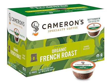 Cameron's Coffee Single Serve Pods, Organic French Roast, 12 Count (Pack of 6)