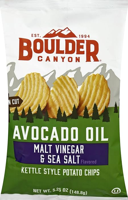 Boulder Canyon, Chips Potato Canyon Cut Avocado Oil Vinegar N Salt, 5.25 Ounce