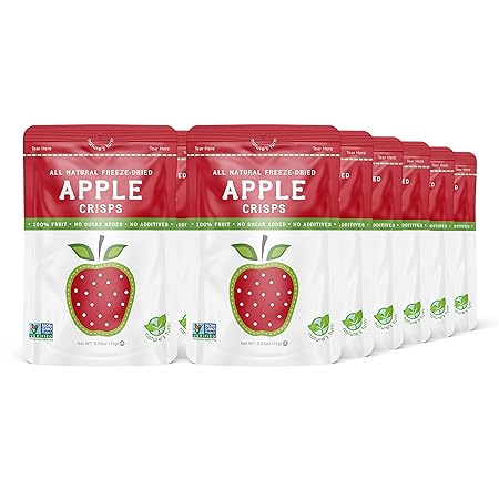 Nature’s Turn Freeze-Dried Apple Crisps – Healthy, Gluten-Free, Crispy & Delicious, Plant-Based Snack, Ideal for Cereal, Smoothies, School Lunches, & On-the-Go, Pack of 12 (0.53 oz Each)