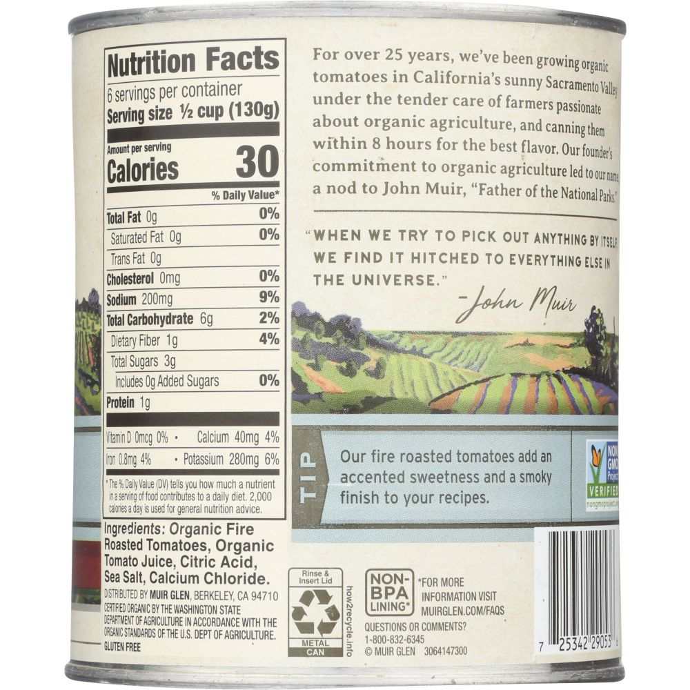 MUIR GLEN: Organic Diced Tomatoes Fire Roasted, 28 oz
