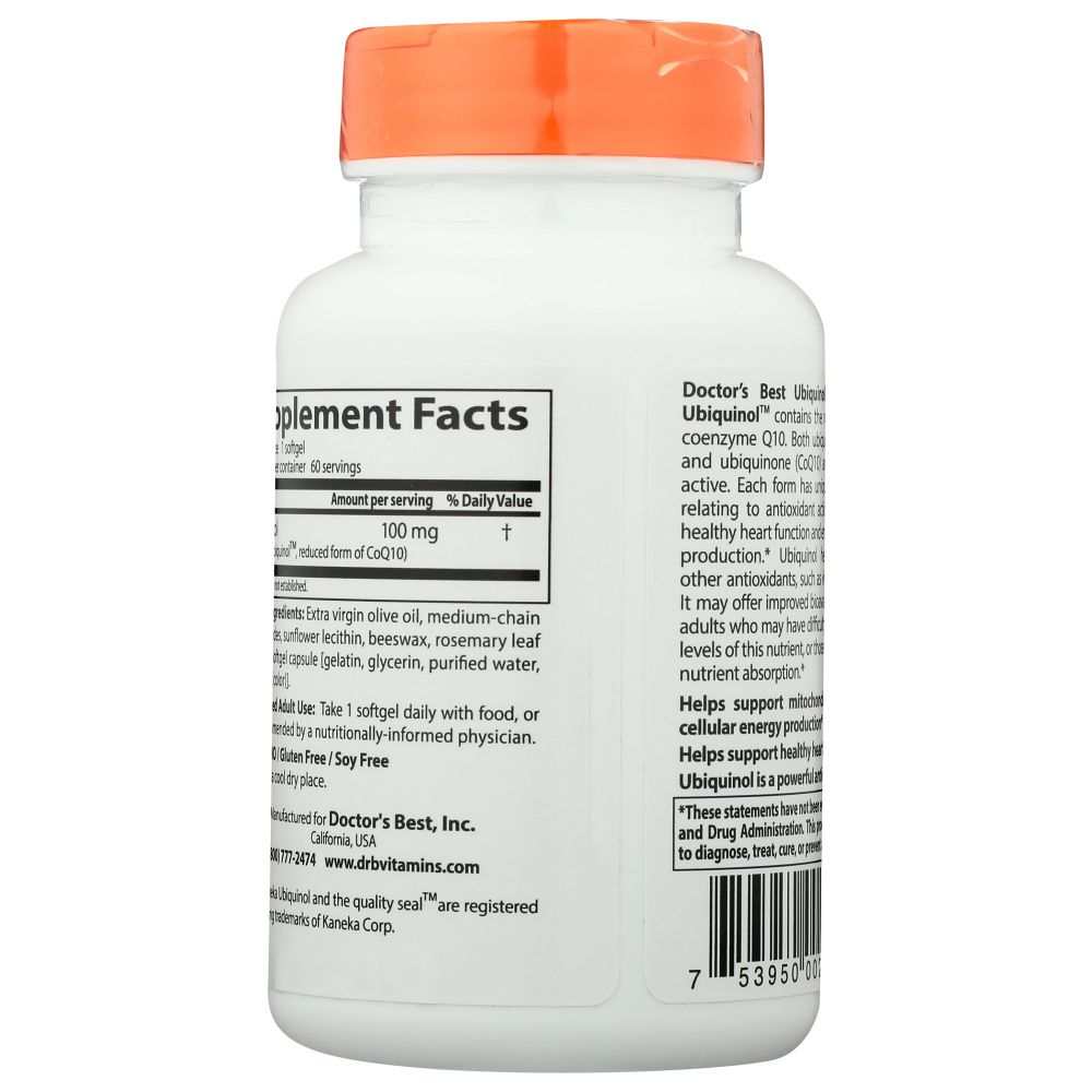 DOCTORS BEST Ubiquinol 100Mg -Optimal Support & Energy Production|60sg