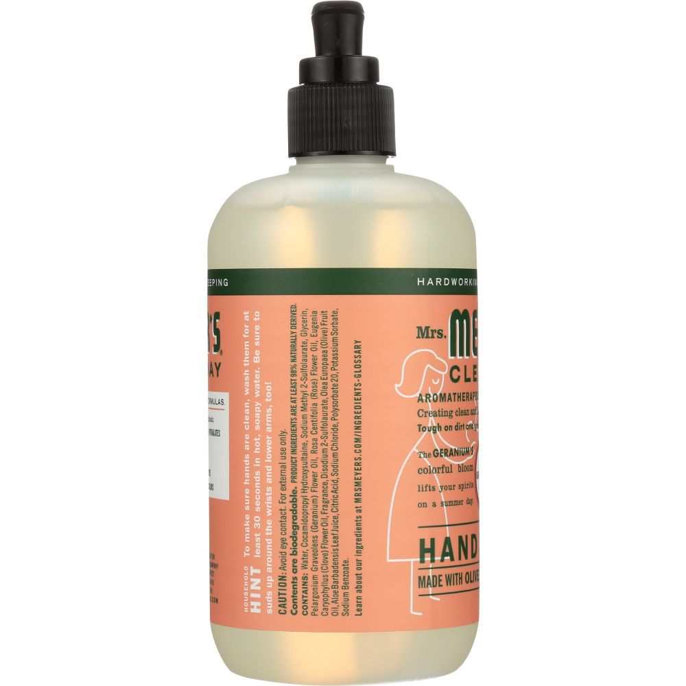 Mrs. Meyer's Clean Day: Liquid Hand Soap Geranium Scent 12.5oz | Soft