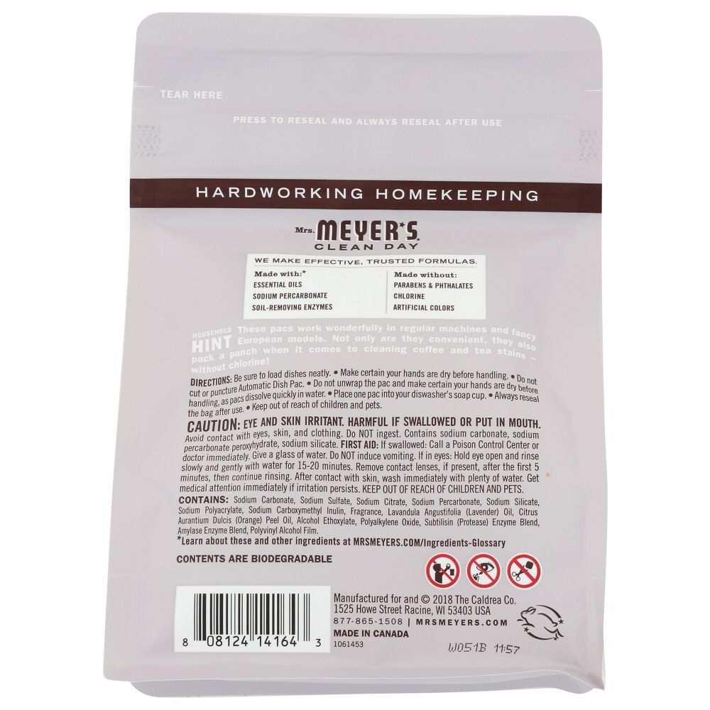 Mrs. Meyer's Clean Day: Lavender Automatic Dish Packs | Eco-Friendly 12.7oz