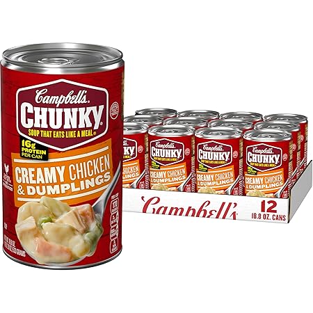 Campbell's Chunky Soup, Creamy Chicken and Dumplings Soup, 18.8 Oz Can (Case of 12)
