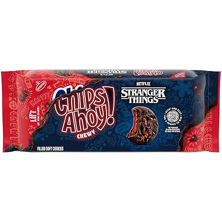 CHIPS AHOY! Stranger Things Chewy Chocolatey Strawberry-Flavored Filled Soft Cookies, Limited Edition, 9.9 oz