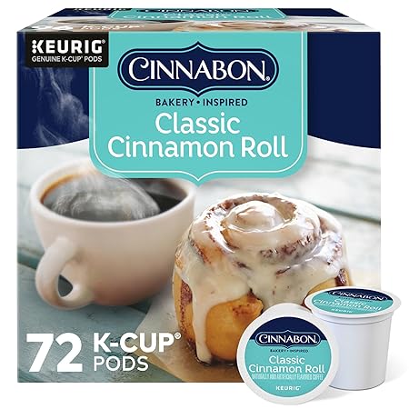 Cinnabon Classic Cinnamon Roll Keurig Single-Serve K-Cup Pods, Light Roast Coffee, 72 Count