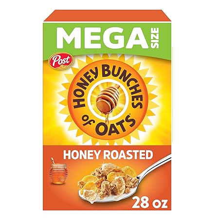 Honey Bunches of Oats Honey Roasted, Heart Healthy, Low Fat, made with Whole Grain Cereal, 28 Ounce