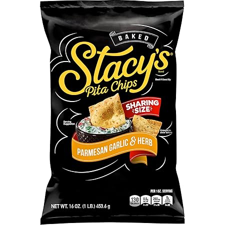 Stacy's Pita Chips, Parmesan Garlic & Herb Baked Chips, 16 Oz Snack Bag