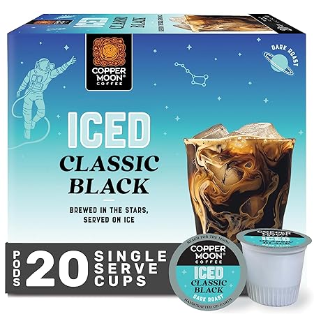 Copper Moon Single Serve Coffee Pods for Keurig K-Cup Brewers, Classic Black Brew Over Ice, 20 Count