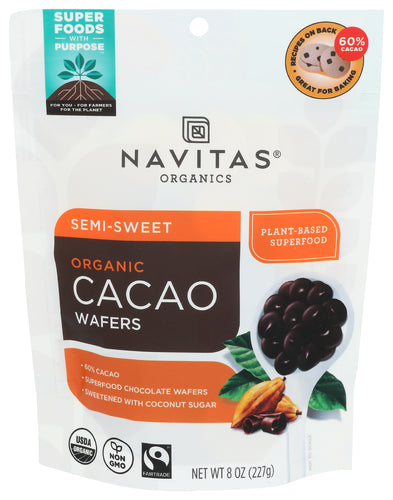 NAVITAS WAFERS CACAO SEMISWT ORG - 8 OZ