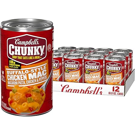 Campbell’s Chunky Buffalo-Style Chicken Mac Soup, 18.8 oz Can (12 Pack)