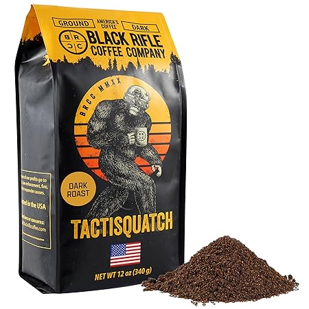 Black Rifle Coffee Company Tactisquatch, 12oz Bag, Ground Coffee Dark Roast - Roasted Blend Made from Arabica Beans - Colombian & Brazilian Beans - Veteran Founded & American Made