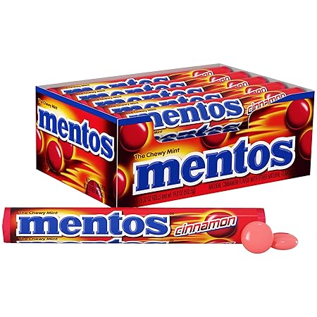 Mentos Halloween Trick or Treat Candy, Mint Chewy Roll, Cinnamon, Individually Wrapped Bulk Candy for Adults & Kids, Party, Non-Melting, 14 Count (Pack of 15)