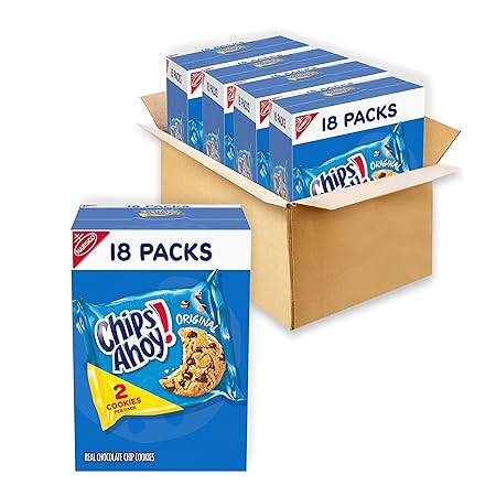 CHIPS AHOY! Original Chocolate Chip Cookies, 72 Snack Packs (2 Cookies Per Pack, 4 Boxes)