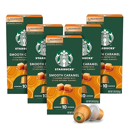 Starbucks by Nespresso Original Line Caramel Flavored Coffee, 50-count Espresso Pods