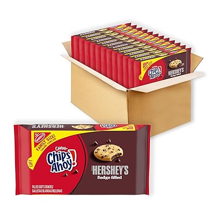 CHIPS AHOY! Chewy Hershey's Fudge Filled Soft Cookies, Family Size, 12-14.85 oz Packages